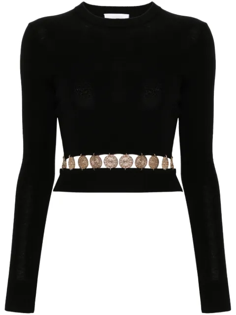 Rabanne ribbed-knit studded top Black 24AMPU286ML0289