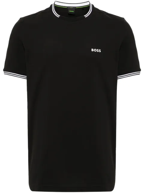 BOSS stretch-cotton T-shirt with stripes and logo Black 50521245