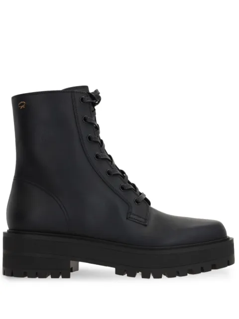 Gianvito Rossi embroidered-logo leather boots Black G7307620GOMCLN