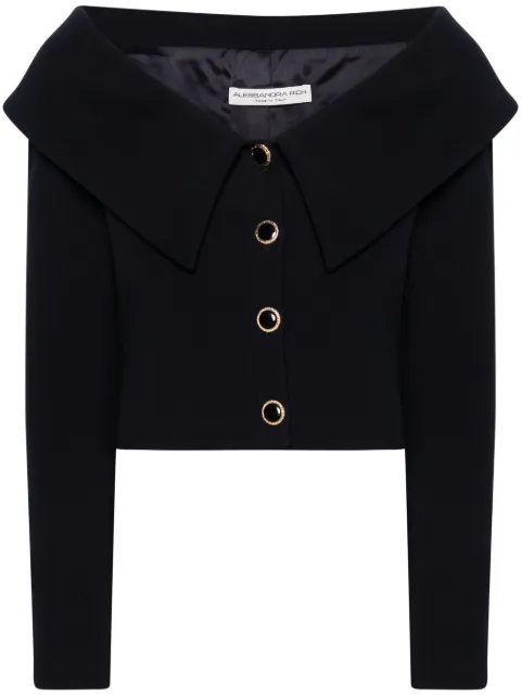 Alessandra Rich off-shoulder wool blazer Blue FABX3822F4372