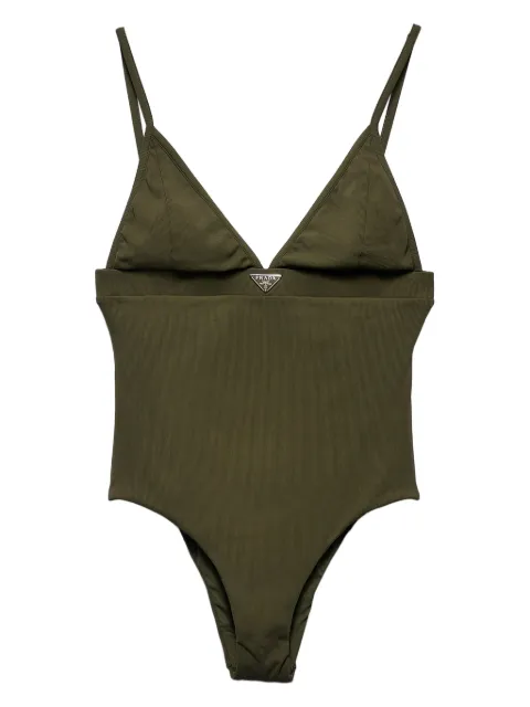 Prada ribbed knit one-piece swimsuit Green 70224SOOO1YW2