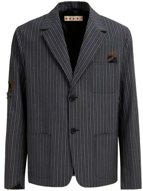 Marni distressed-effect striped blazer Black GUMU0121SUUTP766