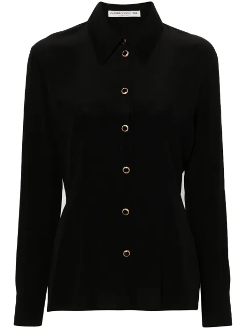 Alessandra Rich long-sleeve silk shirt Black FABX3891F3057