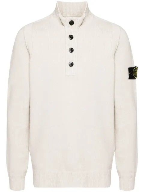 Stone Island Compass-badge wool blend jumper White 8115540A3