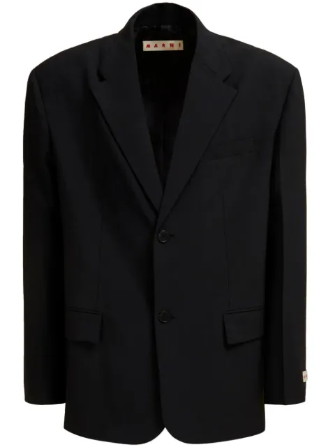 Marni logo-appliqué single-breasted blazer Black GUMU0122U0UTP771