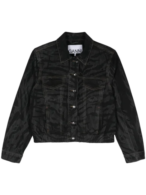GANNI zebra.print denim jacket Black J1484