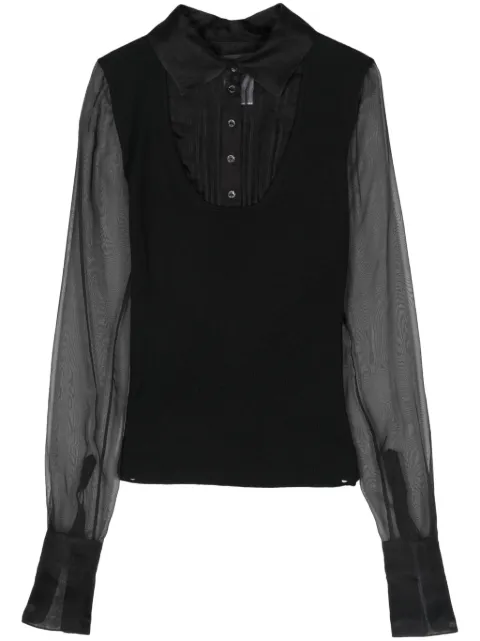 CHANEL Pre-Owned 2003 panelled cropped blouse Black CHA900MS