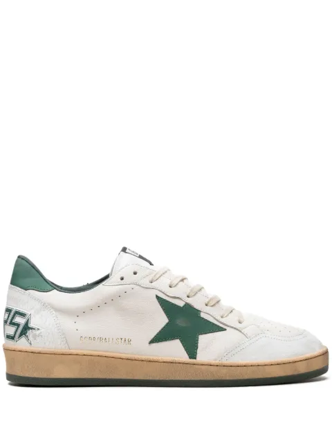 Golden Goose Ball Star trainers in white nappa leather with green leather star and heels tab White GMF00117F000325