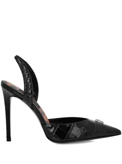 Philipp Plein crocodile effect slingback pumps Black UADSWSD0605PLE010N