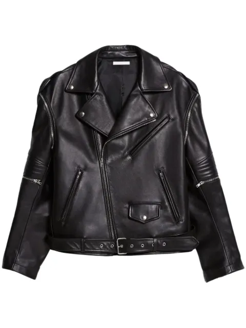 Helmut Lang belted leather biker jacket Black O05HM103