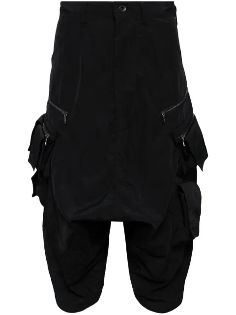 Julius mid-rise drop-crotch cargo shorts Black 867PAM5BK