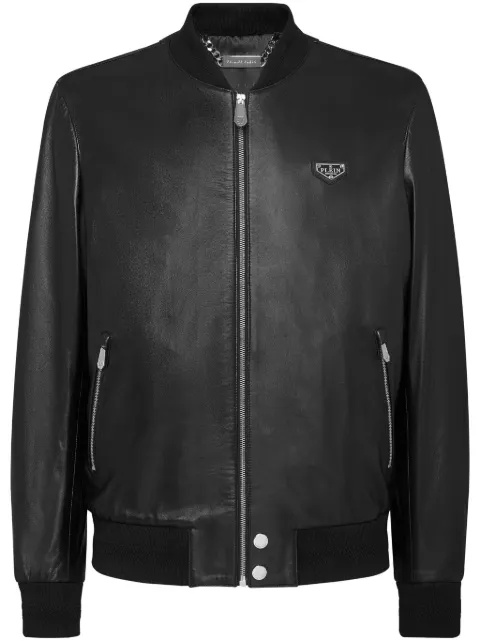 Philipp Plein leather bomber jacket Black UADCMLB1925PLE010N