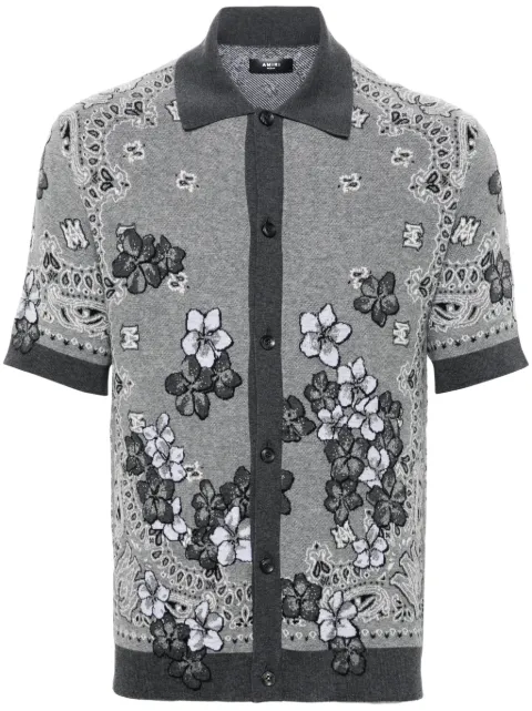 AMIRI floral-jacquard knitted shirt Grey AMKNPO1013