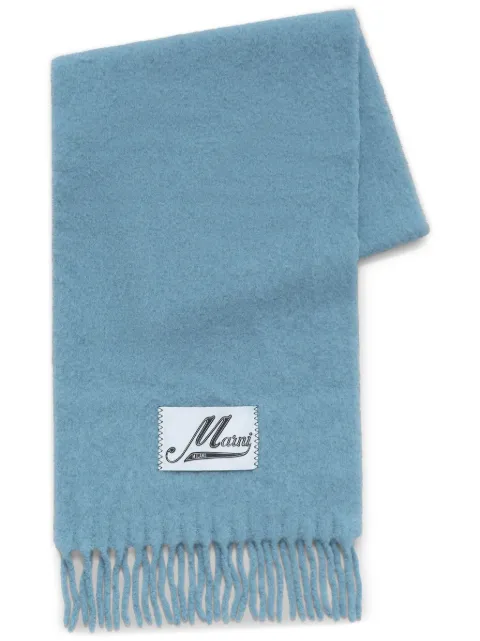Marni logo-patch alpaca wool-blend scarf Blue SCMC0059Y0UTW918