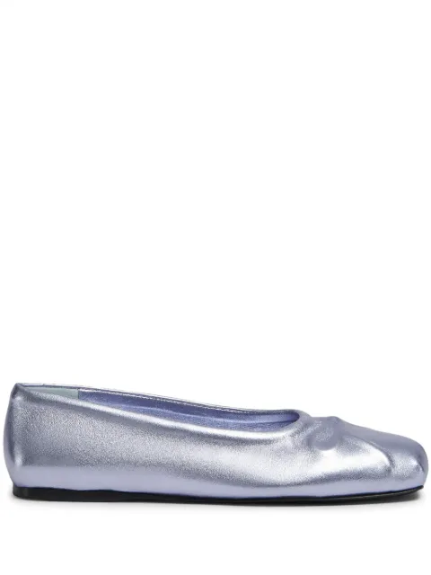 Marni Little Bow metallic ballerina shoes Blue BAMS004700PR695