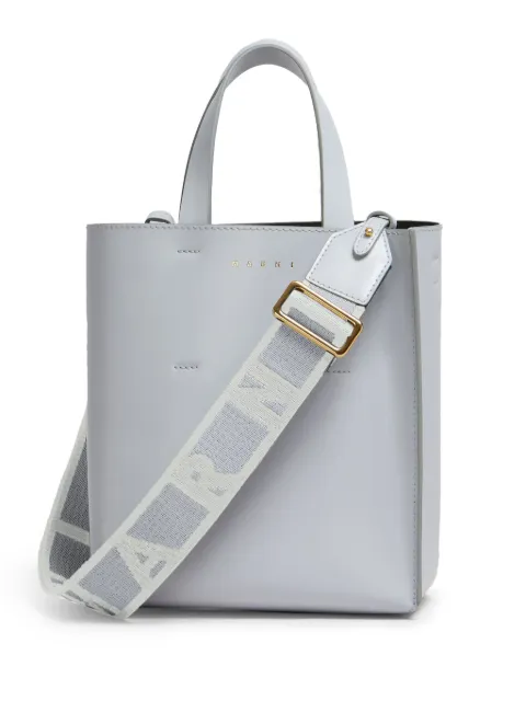 Marni logo-strap leather tote bag Grey SHMP0039U1LV639