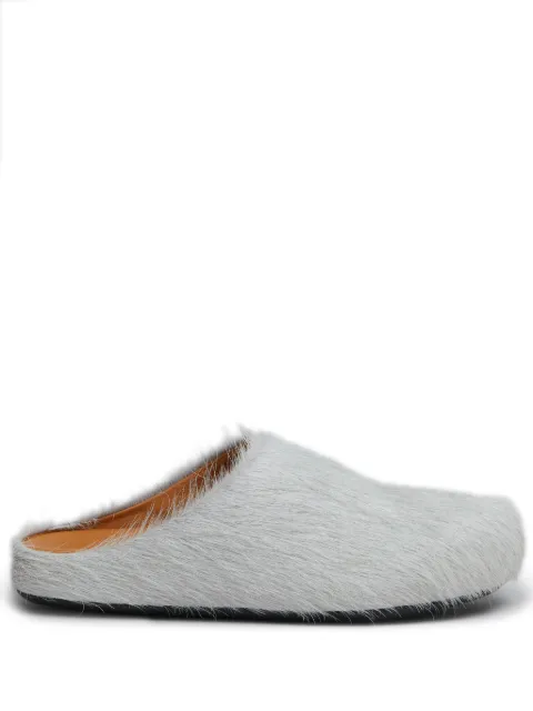 Marni long hair calfskin Fussbett sabot Grey SBMS004601P4122
