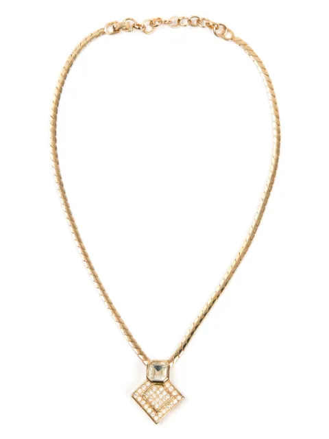 Christian Dior Pre-Owned 1980s rhinestone-embellished pendant necklace Gold 15015600