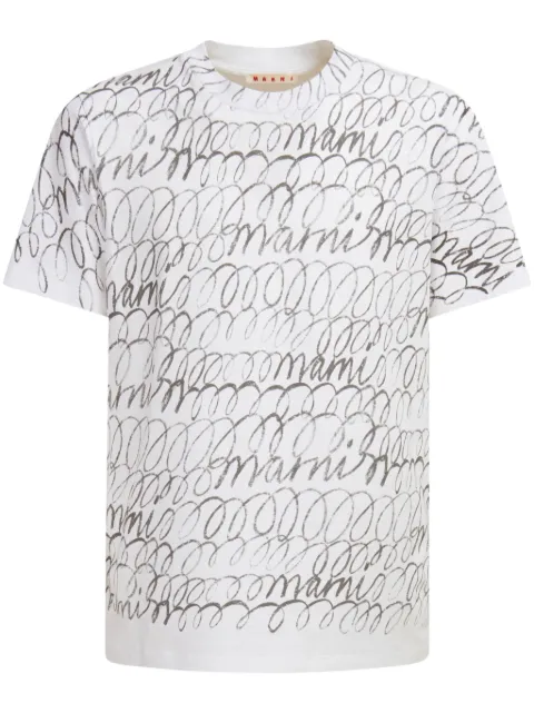 Marni logo-print cotton T-shirt White HUMU0198PUUSCW97