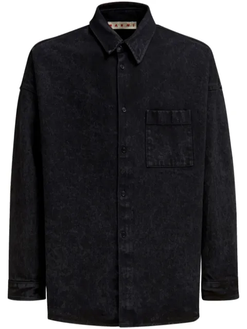 Marni logo-patch cotton shirt Black CUJU0061A2USCV35