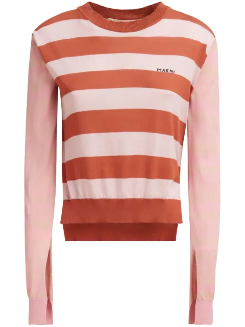 Marni striped cotton jumper Pink GCMD0552Q0UFC252