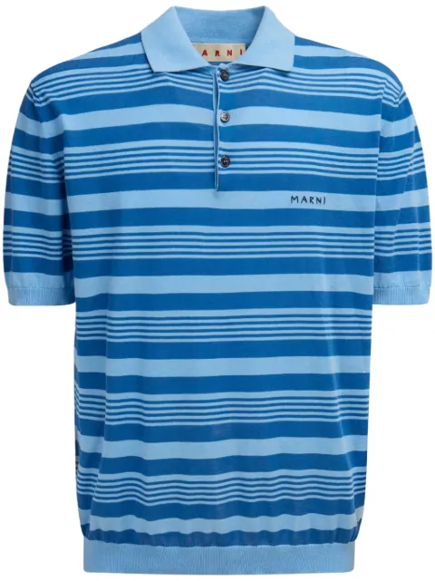 Marni Mixed Stripe Polo Shirt Blue POMG0062EQUFC252