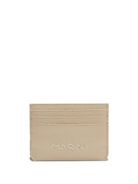 Marni embroidered logo leather card holder Neutrals PFMO0115U0P6533