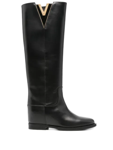 Via Roma 15 knee-length leather boots Black 4259