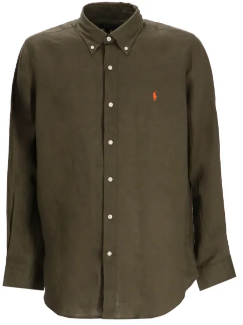 Polo Ralph Lauren logo-embroidered linen shirt Green 710794141033