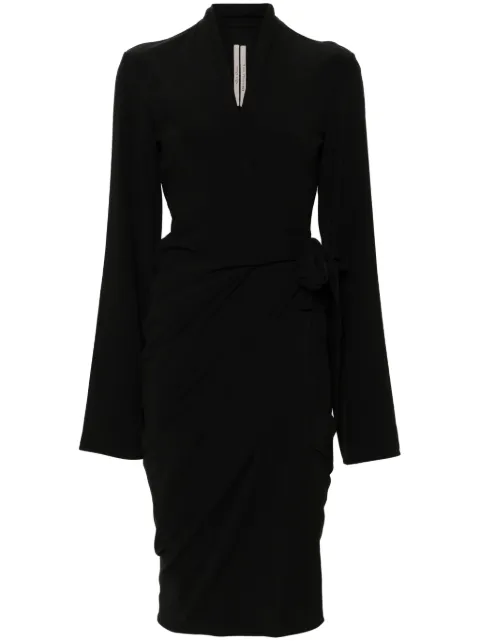 Rick Owens tie-fastening crepe wrap dress Black RP02D3544HY
