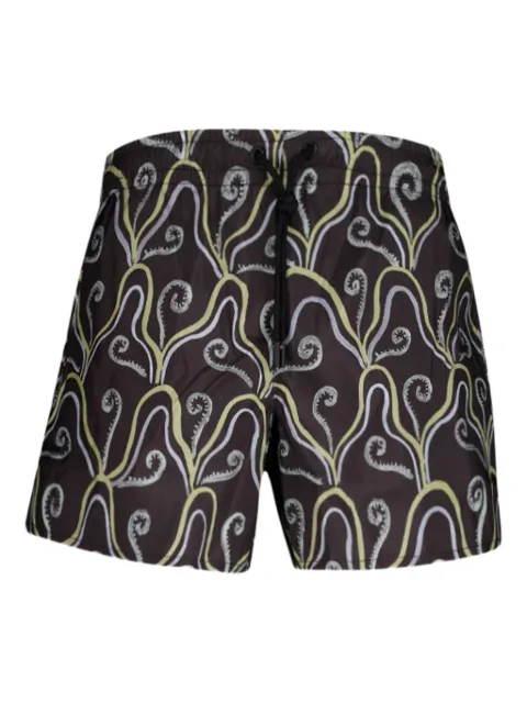 COMMAS abstract-pattern swim shorts Black C004