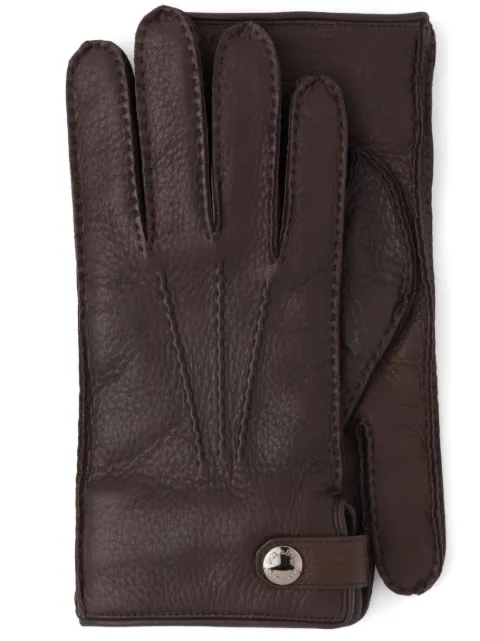 Prada press-stud leather gloves Brown 2GG796013
