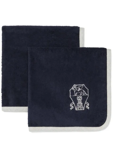 Brunello Cucinelli embroidered cotton towels (set of two) Blue MLB925153C2425