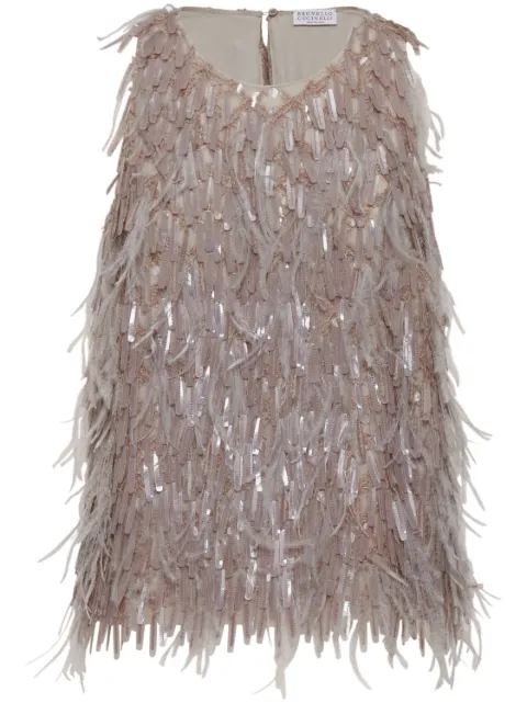 Brunello Cucinelli Dazzling embroidered top Neutrals MF940VR200C9643