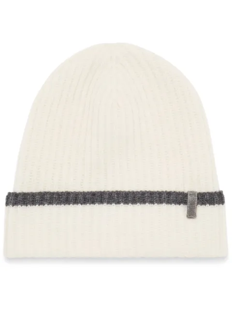 Brunello Cucinelli contrast cashmere beanie Neutrals M12504979CK757