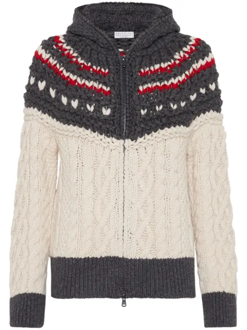 Brunello Cucinelli hooded cashmere cardigan White M52368906CZN05