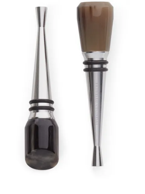 Brunello Cucinelli 2-piece buffalo horn and steel stopper set Neutrals MLCORP107CBION