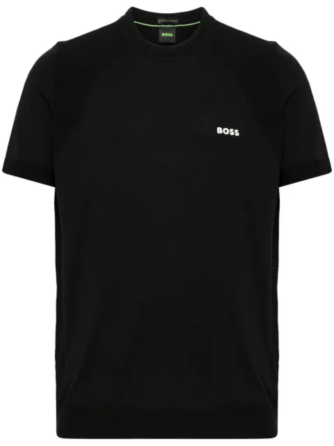 BOSS logo-print cotton-blend T-shirt Black 50520683