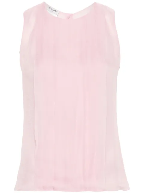 CHANEL Pre-Owned 2004 sleeveless silk shirt Pink CHA900MF