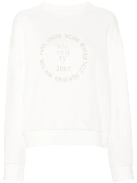 Eleventy logo-print cotton sweatshirt White I80FELI05FEL26005