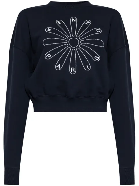 Kenzo embroidered-logo cotton sweatshirt Blue FE62SW1564MI