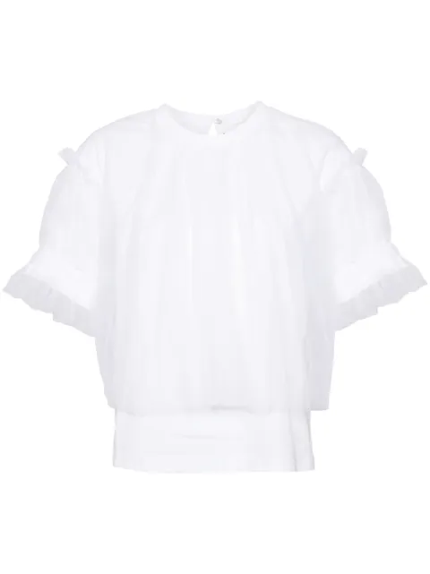 Noir Kei Ninomiya tulle-sleeved T-shirt White 3NT002051