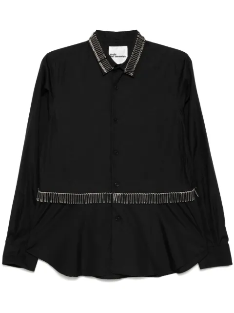Noir Kei Ninomiya safety pin embellishment long-sleeves shirt Black 3NB011051