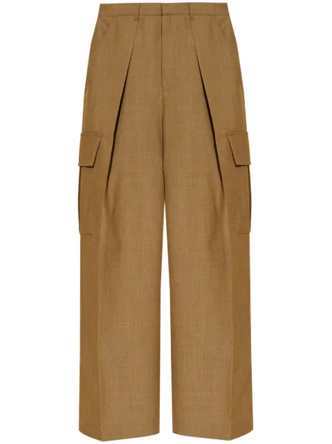Burberry pleat-detail wool cargo trousers Neutrals 8092818