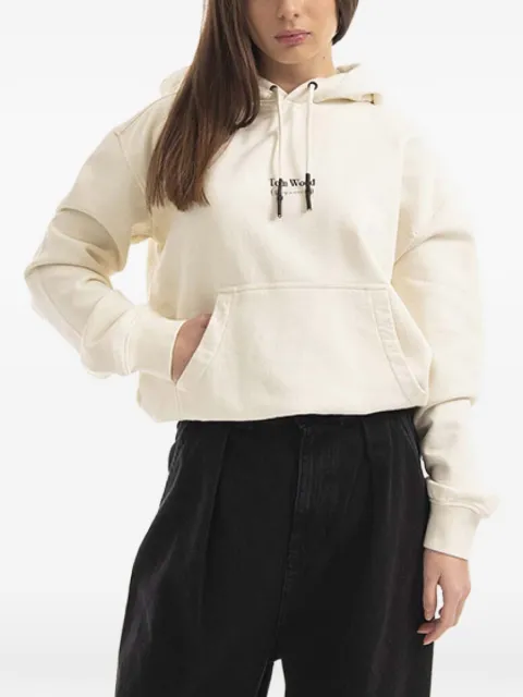 Tom Wood logo-print hoodie Neutrals 22191015