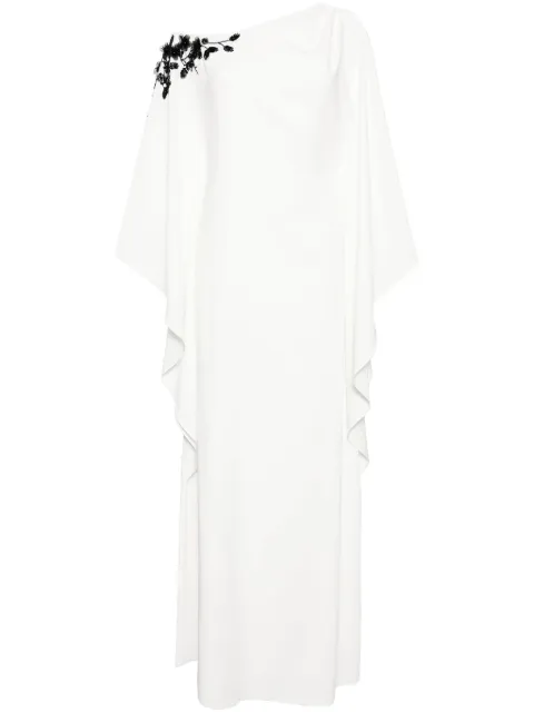 Marchesa Notte floral-embroidered draped dress White N75K3767