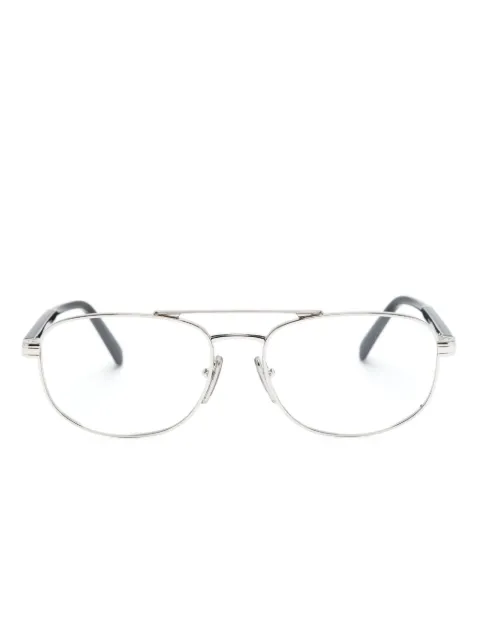 Prada Eyewear logo-print aviator-frame glasses Black VPRA56
