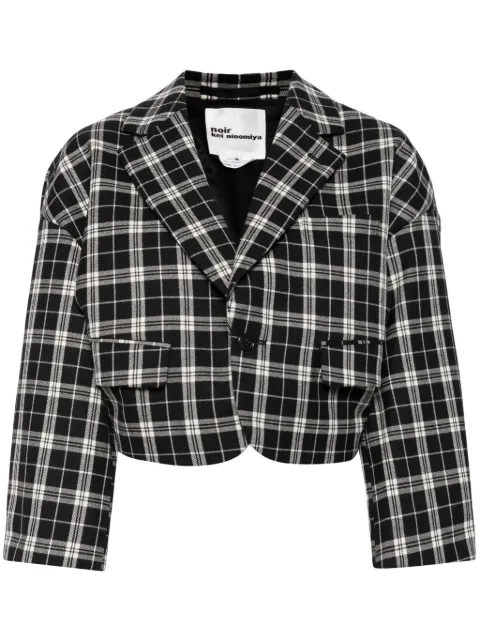 Noir Kei Ninomiya checked cropped blazer Black 3NJ005051