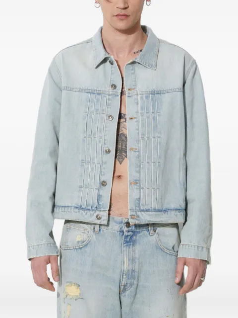 424 pleated-detail denim jacket Blue FF4SMJ30APTE001