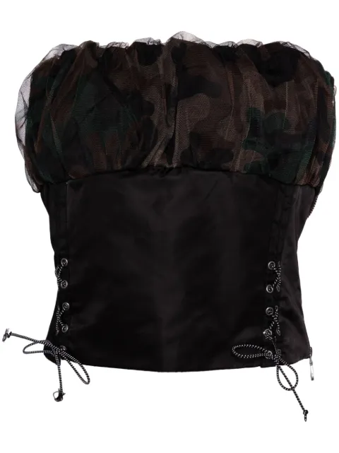 Andersson Bell ISLA shirred crop bustier Black ATB1190W